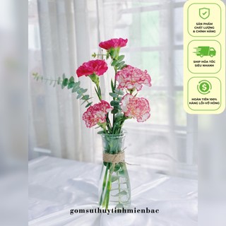 Lọ hoa mini thủy tinh / Bình cắm hoa thủy tinh tặng kèm dây dừa trang trí
