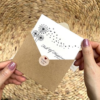 Thiệp cảm ơn khách hàng thiệp chúc mừng vintage bằng giấy kraft Nhật cao cấp (Bộ gồm thiệp, p.bì thiệp, tem sticker)
