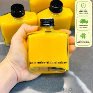 Chai thủy tinh dẹt vuông nắp thiếc đựng ginger shot, coffee dung tích 100ml