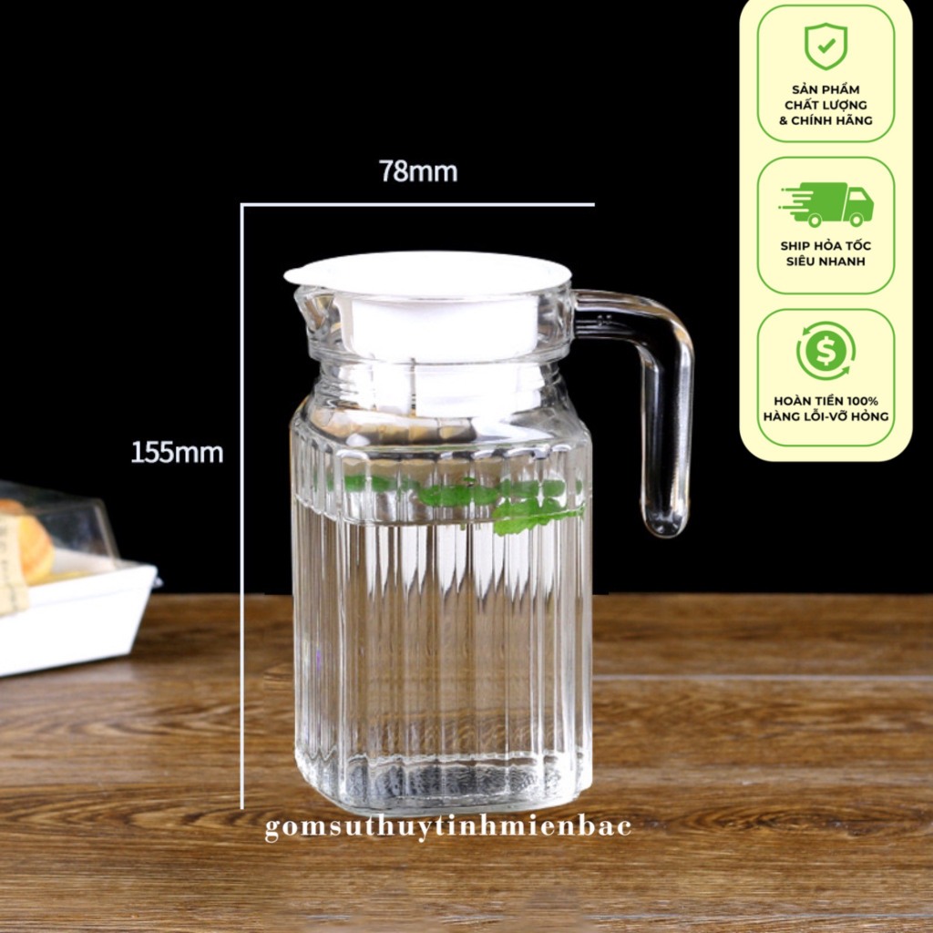 Bình thuỷ tinh sọc có miệng rót tiện lợi dung tích 500ml