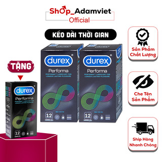 [MUA 2 TẶNG 1] Bao Cao Su KÉO DÀI THỜI GIAN QUAN HỆ, Bcs Durex Performa Hàng Cao Cấp - Size 52.