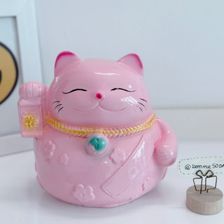 Ống tiết kiệm tạo hình Mèo thần tài hoa đào cute | vật phẩm tài lộc phong thuỷ  TIỆM HEO SODA