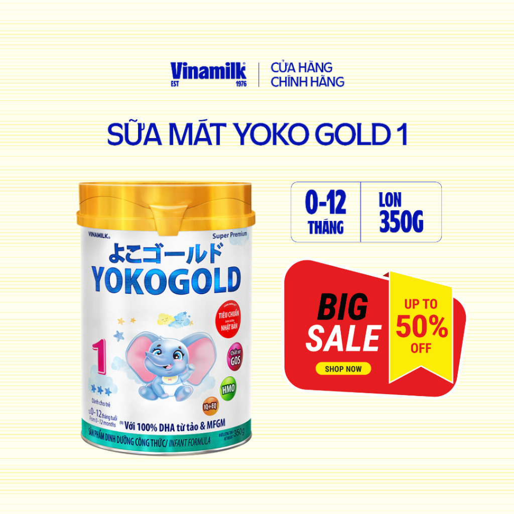 Sữa bột Vinamilk Yoko Gold 1 - Sữa công thức dưỡng chất tốt từ Nhật Bản, Vị Nhạt thanh mát, Tiêu hóa