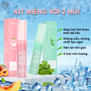 Xịt thơm miệng wex thơm vị đào, the mát bạc hà khử khuẩn, bảo vệ nướu, khử mùi hôi vệ sinh răng miệng hiệu quả tức thì