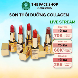 Son thỏi dưỡng môi có nhiều màu căng mọng quyến rũ tự nhiên The Face Shop Collagen Ampoule Lipstick 3.5g