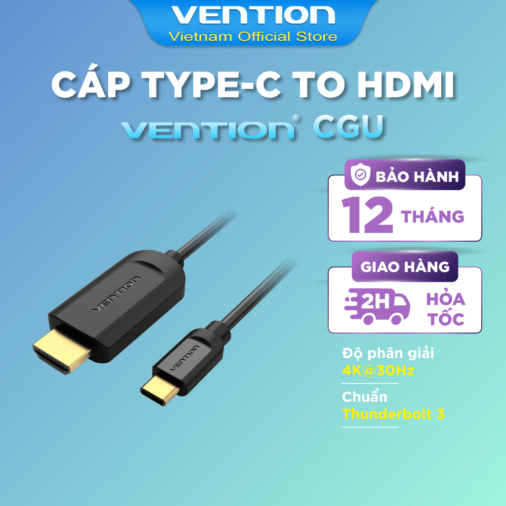 Cáp Chuyển Type-C to HDMI VENTION CGU 4K (HDMI 1.4, 4K@30Hz, Thunderbolt3)