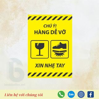 Tem dễ vỡ | decal dán chú ý nhẹ tay hàng dễ vỡ | tem dán có keo – ingiaregovap