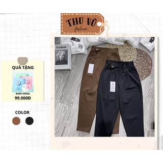 Quần baggy loggo chữ M, Quần baggy nữ, quần vải co giãn, thời trang công sở vải umi hàn cao cấp-XM THUVU,