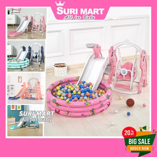 (Có hỏa tốc) Cầu Trượt Xích Đu PONY KÈM BỂ BÓNG - Cầu trượt xích đu ô tô, cầu trượt cho bé Dày Dặn