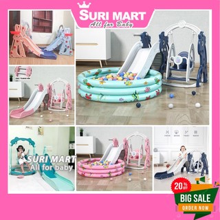 (🌞 Link Hỏa tốc HCM) Đồ chơi trẻ em Cầu Trượt Xích Đu Cho Bé, Cầu Trượt Kèm Xích Đu PONY Tặng Bóng Rổ