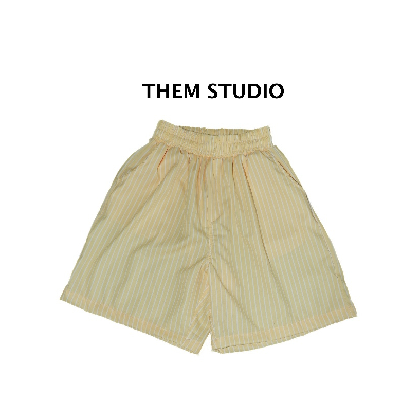 Combo 3 quần short nam trouser họa tiết sọc lưng thun basic THEM Studio, quần short form rộng street style