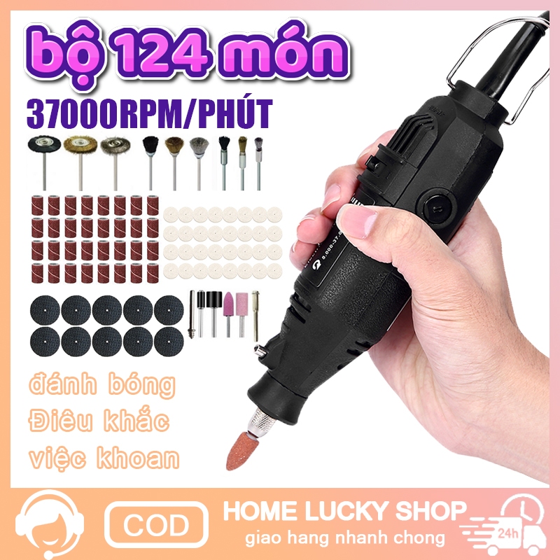 Máy mài khuôn 220V,máy khoan điện mini,Máy mài cầm tay có thể khắc, dũa, khoan,Bộ khoan mài khắc bộ 124 món 220V 5 TỐC