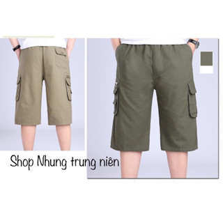 Quần ngố thô kaki dài 70cm qua đầu gối, túi hộp Nam Trung Niên Quảng Châu hàng đẹp có size lớn 100kg