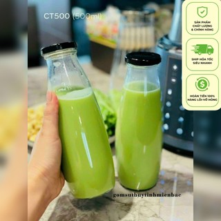 Chai thủy tinh đựng sữa nắp thiếc 500ml