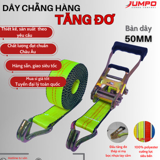 Dây cảo chằng hàng tăng đơ Jumpo cao cấp bản 5cm tải 5 tấn chằng hàng pallet. Dây tăng đơ chằng hàng polyester siêu bền