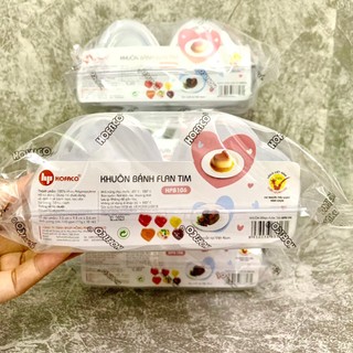 KHUÔN BÁNH FLAN TRÁI TIM CÓ NẮP – KHUÔN BÁNH FLAN TIM HPB106 – 10 KHUÔN BÁNH FLAN IN HÌNH TRÁI TIM