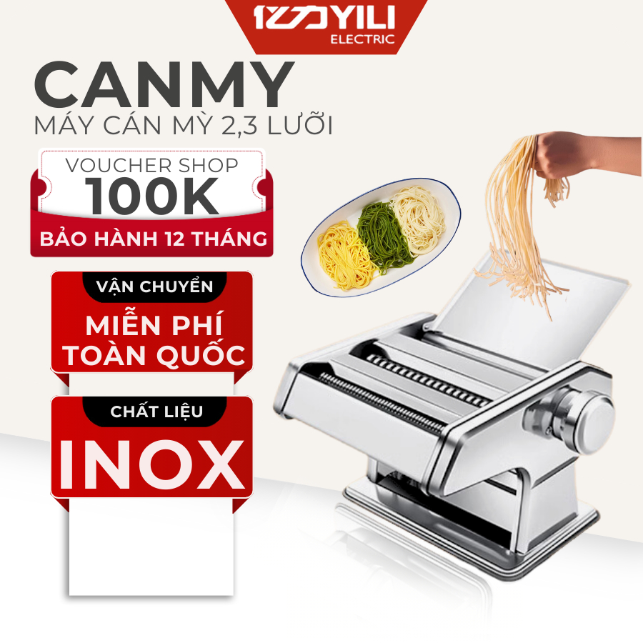 Máy Cán Mì 2 Lưỡi/3 Lưỡi Quay Tay, Máy Cắt Mì Làm Mì Tươi, Máy Thái Sợi Mì Dài Đều Bằng Tay, Dụng Cụ Cắt Sợi Mì Bằng Tay