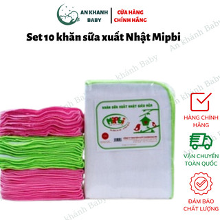 MIPBI - Set 10 Khăn sữa xuất Nhật Mipbi 3 lớp/4 lớp 28x36cm