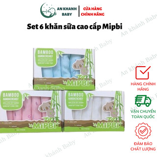 Set 6 khăn sữa cao cấp 100% sợi tre MIPBI siêu mềm, không xù, không bụi vải, kích thước 30*30cm