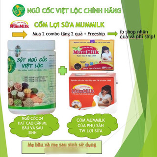 Bột ngũ cốc lợi sữa Việt Lộc + Cốm mummilk yến sào - Dành cho bà bầu, Ngũ cốc dinh dưỡng - [Chính hãng] đủ tem mã vạch