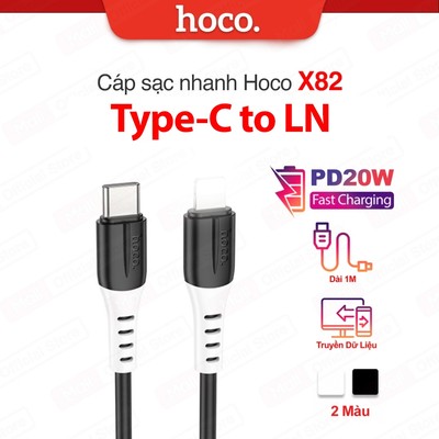 Cáp sạc nhanh Typec to IP PD20W 3.0A Hoco X82 dùng cho ip6/7/8/X/11/12/13/14  siêu bền chống đứt dài 1M