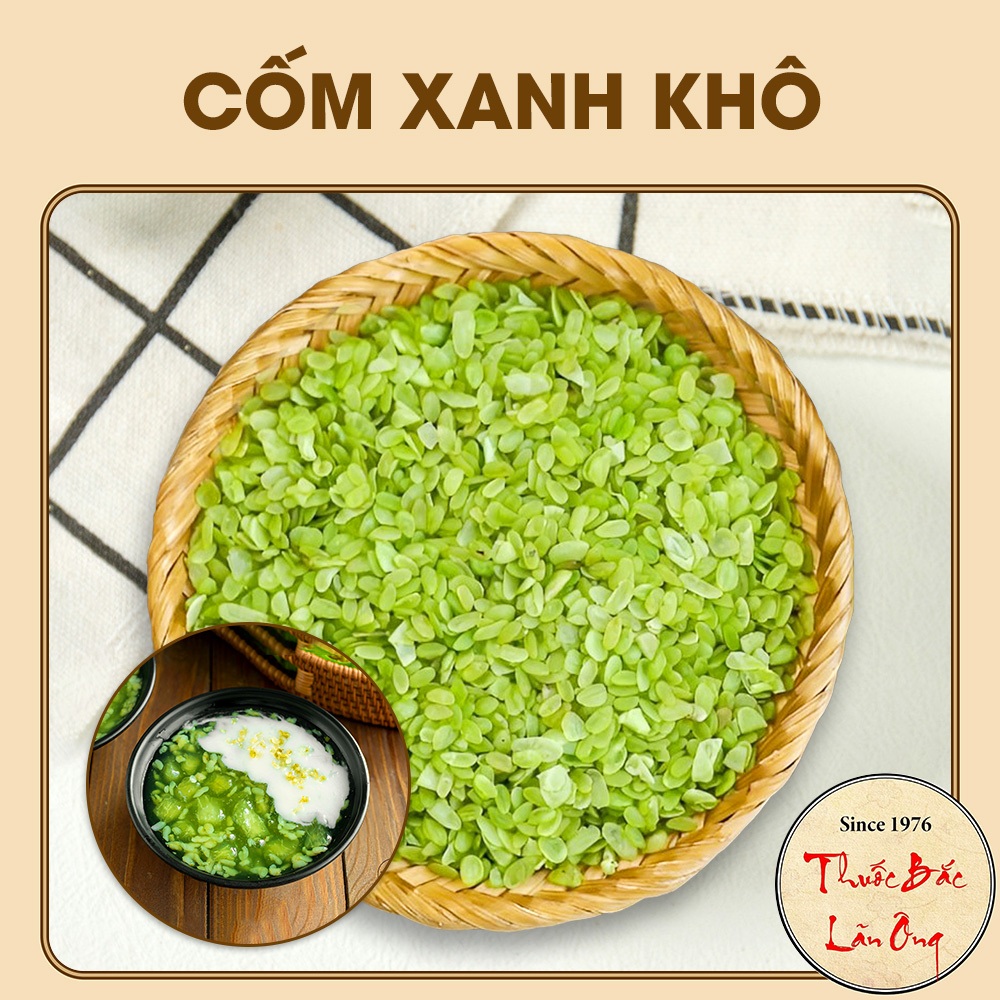 Cốm xanh khô Tây Bắc 500g, cốm dẹt xanh, dùng nấu chè, nấu xôi, chả cốm