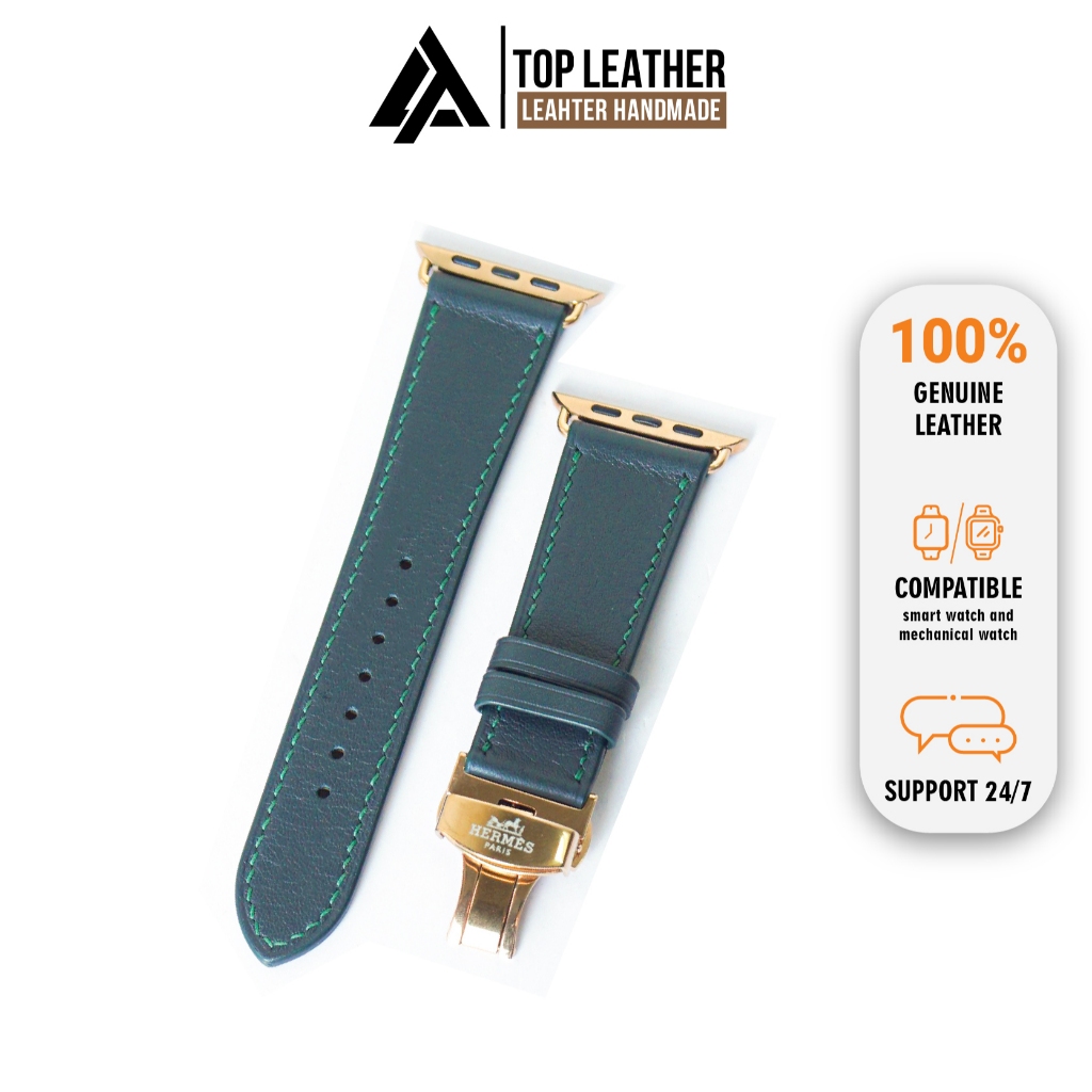 Dây da Swift handmade TOPLeather – cho Apple Watch, Samsung, Xiaomi, Orient, đồng hồ cơ 18–24mm