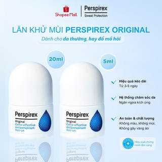 ComboMix Lăn khử mùi Perspirex Original (20ml+5ml): Dành cho da thường và hay đổ mồ hôi