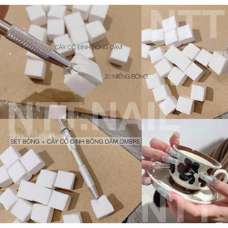  Set 50 bông + cây cố định mút dặm ombre 