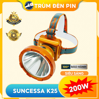 Đèn pin đội đầu siêu sáng 200W SUNCESSA K25 LED chiếu xa chống nước ánh sáng Vàng và Trắng đèn đeo đầu soi ếch dã ngoại