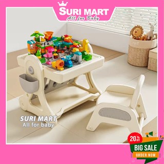Bộ Bàn Ghế Đa Năng Cao Cấp Newber  Bàn Chơi Xếp Hình Kèm 300 Chi Tiết Lego, Bảng Vẽ Cho Bé