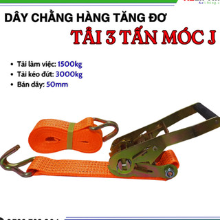 Dây chằng hàng tăng đơ 50mm tải 3000kg móc J. Dây chằng hàng xe máy, ô tô, container, xe tải, dây cảo tăng đơ chằng hàng