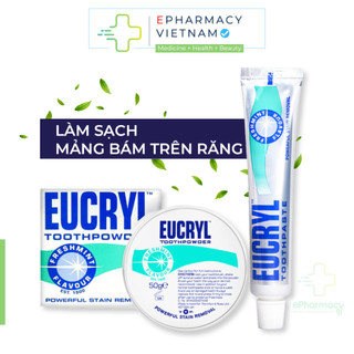 Bột Tẩy Trắng Răng EUCRYL 50g + Kem Đánh Răng EUCRYL 62g