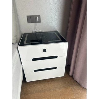  Tủ Đầu Giường Thông Minh Đa Chức Năng,Tab Kệ Đầu Giường 3 Ngăn Có Đèn Led ,Sạc Không Dây,USB Loa Bluetooth,Khóa Vân Tay 