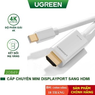 Dây cáp chuyển đổi mini displayport to hdmi 4k 2k cao cấp ugreen md101 - hàng chính hãng