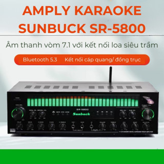 Amply âm ly karaoke Sunbuck SR 5800 - Bộ khuếch đại công suất khủng 1200W, 7.1 kênh, bluetooth 5.3, 8 sò nhập khẩu