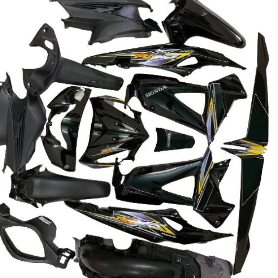 [ TẶNG TEM ] Bộ Dàn áo xe Wave RSX 100 đời 2008 đến 2009  màu Đen - nhựa nguyên sinh ABS