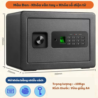   MIỄN SHIP  Két Sắt Điện Tử  Deli Tủ Két Sắt Mini Thông Minh Vân Tay Khóa Số Khóa Cơ An Toàn Chính Hãng Có Thể Cố Định 