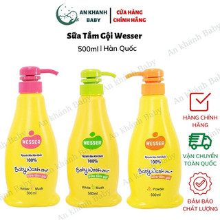 Sữa Tắm Gội Wesser 2 In 1 500ml - Cam/Xanh Lá/Hồng