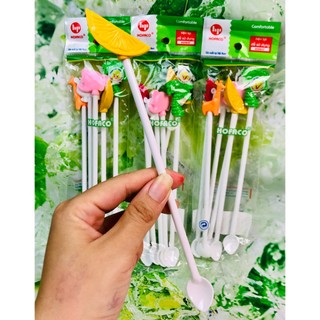 Muỗng khuấy nước cao cấp nhiều hình dáng dễ thương 6 cái/ set - Muỗng khuấy hình HPB45 trang trí thức uống Nhựa Hofaco
