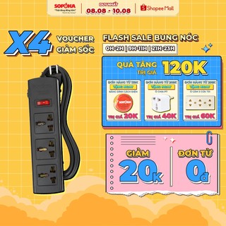 Ổ Cắm Điện Chịu Tải 3T3-6T3 SOPOKA 2200W Nhiều Lỗ Cắm Có Công Tắc Dây Dài 3M Chống Nước Chống Giật An Toàn Cho Trẻ Em