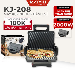 Máy Ép Bánh Mì YiLi Y-208 Công Suất 2000W, Máy Kẹp Nướng Bánh Mì Bảo Hành 12 Tháng