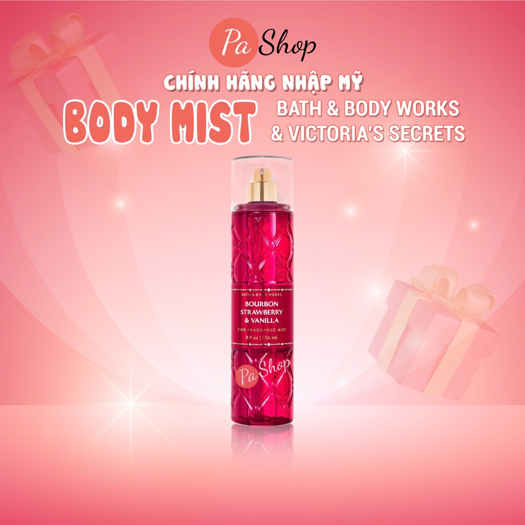 Body mist Bourbon Strawberry And Vanilla xịt thơm toàn thân