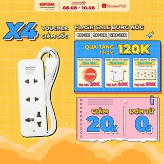 Ổ 3 cửa chịu tải 2200W SOPOKA 3C2 dây 2,5M-4,5M