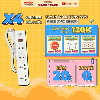 Ổ cắm điện liền dây chịu tải 1200W 2200W SOPOKA 4D1 4D2 dây 2,5M-4,5M