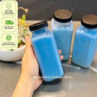 Chai thủy tinh vuông miệng rộng nắp nhựa xoáy dung tích 250ml, 350ml