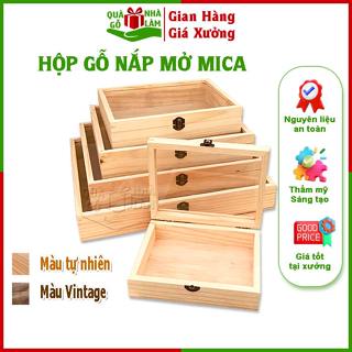 Hộp Gỗ Đựng Trang Sức Có Khóa Cao 6cm Nắp Mở Mặt Mica Trong Suốt QUAGONHALAM. Hộp Đẹp Đựng Quà Tặng Sang Chảnh