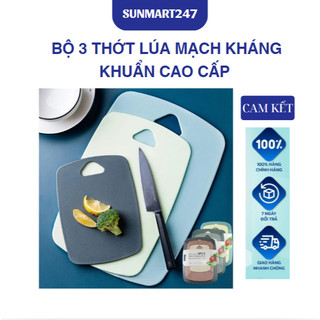 Bộ 3 thớt lúa mạch có 3 kích thước kháng khuẩn cao cấp sunmart24h