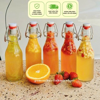 Chai thủy tinh nắp gài đựng kombucha, nước ép dung tích 250ml