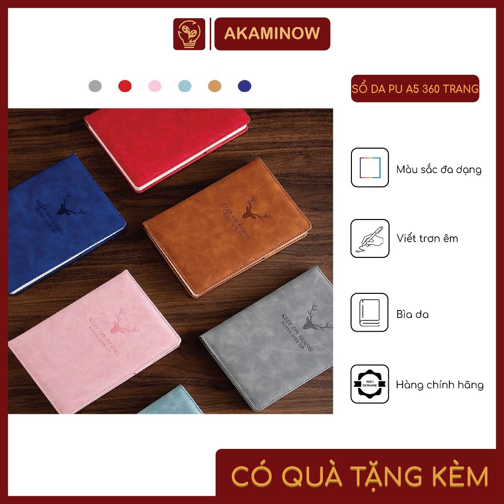 Sổ tay bìa Da PU A5 360 trang sừng hươu sang trọng cao cấp (ko kèm bút)